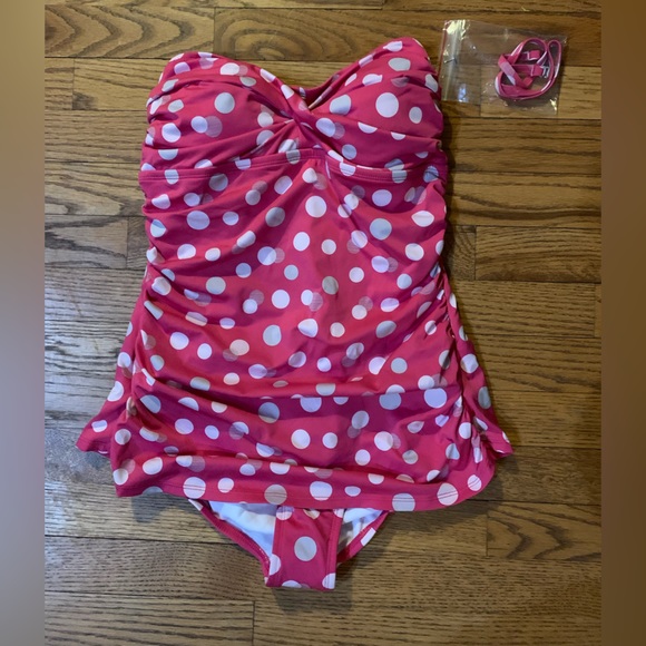 Jantzen Pink Polka Dot One Piece Swimsuit - Picture 1 of 4